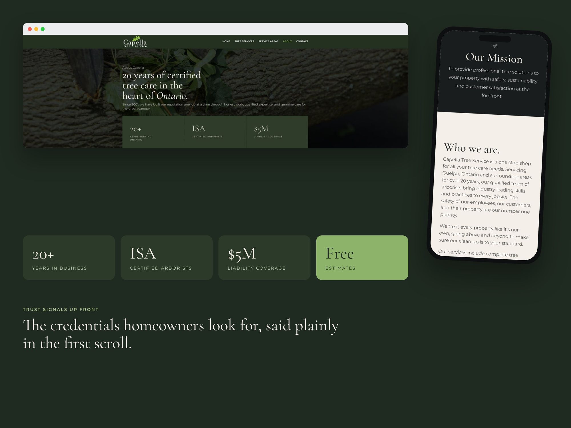 Capella Tree Service pages